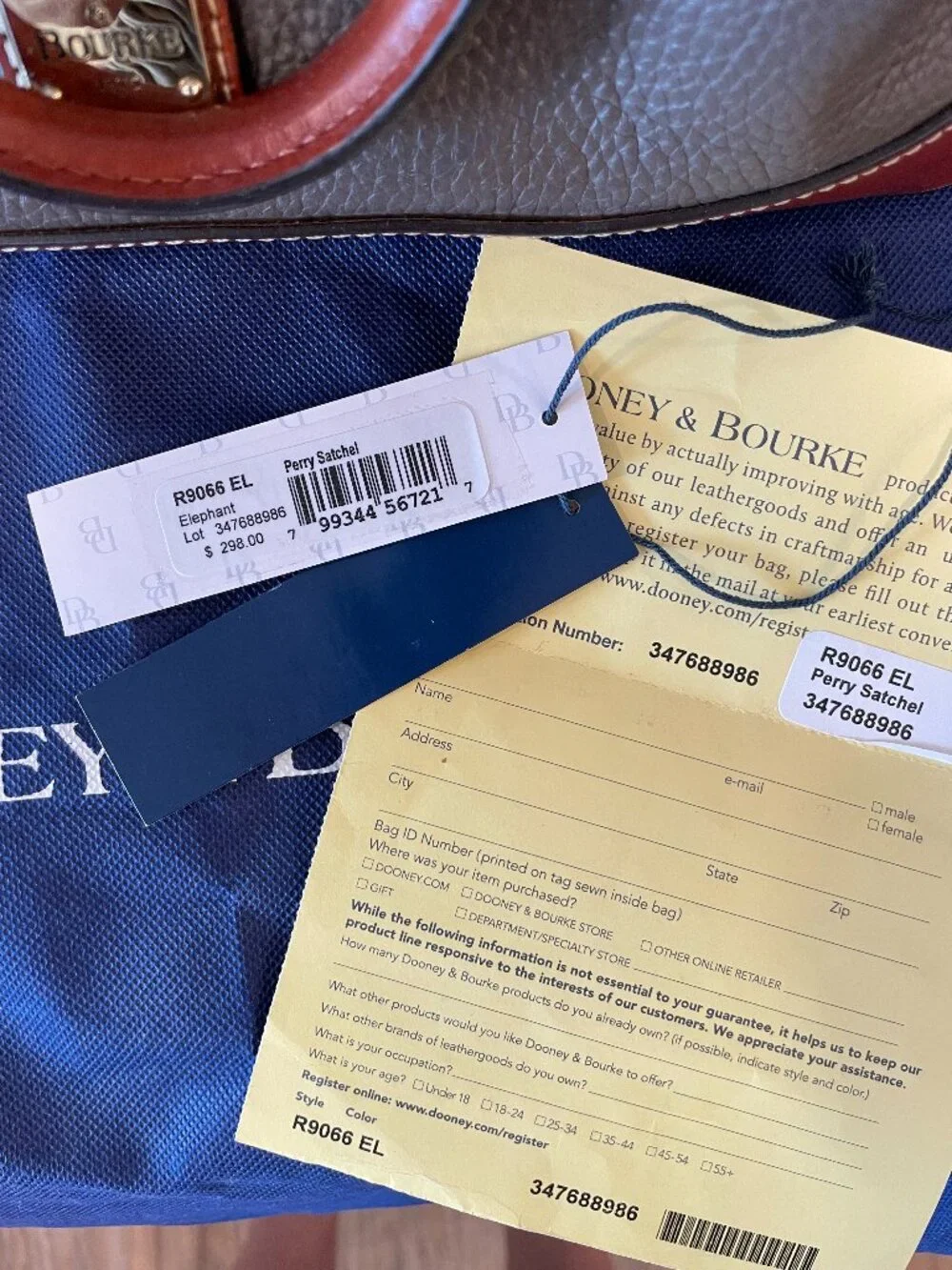 Dooney & Bourke Perry Satchel Elephant Grey Pebble Leather